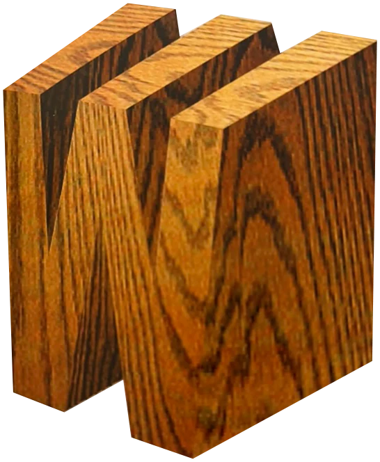 Lettre W en bois massif, vue en perspective